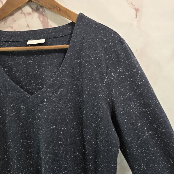 J Jill Dress Womens Large P Petite Navy Blue Speckled Fleck Shift Long Sleeve - Picture 10 of 11
